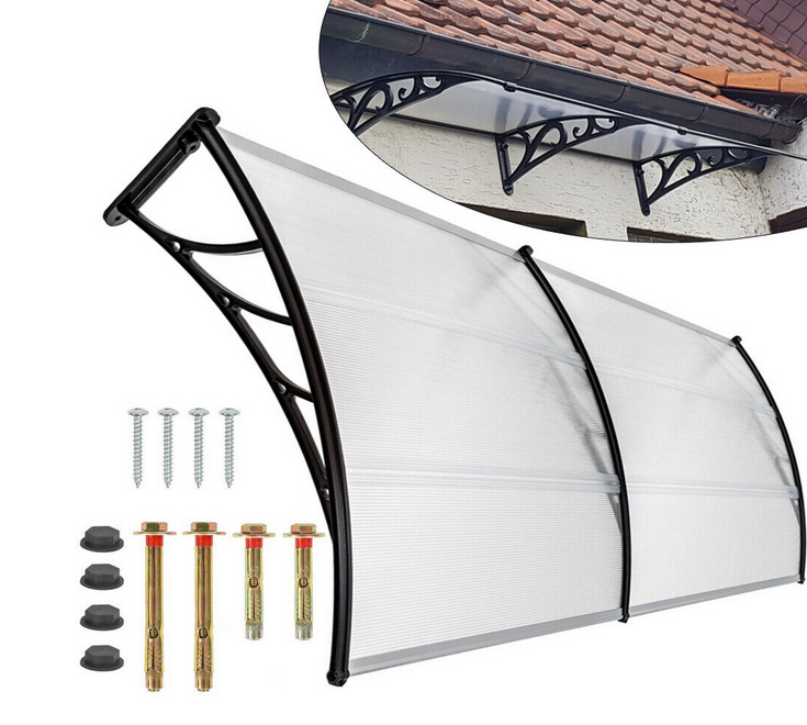 Eingangstür Baldachin Überdachung Fensterbank Sonnenbank Vordach Transparent 150cm