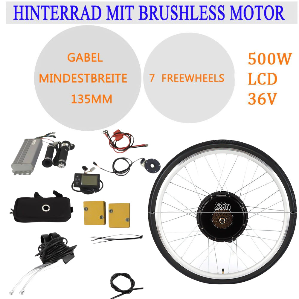36V 500W 28” Hinterrad Heckmotor LCD E-Bike Elektrofahrrad Umbausatz