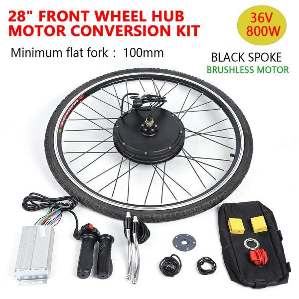 28" 36V 800W EBike-Umbausatz Vorderrad EBike Conversion Elektrofahrrad Kit Hub Motor Controller Set für Vorderrad Neu