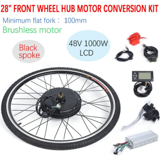 Комплект для электровелосипеда, комплект для переоборудования электронного велосипеда 28 дюймов, 48 В, ЖК-дисплей 1000 Вт, переднее колесо для электровелосипеда, комплект для переоборудования электронного велосипеда, комплект для переоборудования переднего двигателя