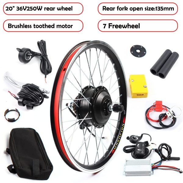 Ebike Umbausatz E-Bike Conversion Kit Hinterrad Elektro-Fahrrad Umbausatz 20 Zoll 36 V 250 W