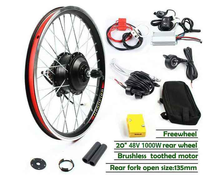 48V 1000W 20" Zoll E-Bike Umbausatz Elektrofahrrad Vorderrad Ebike Elektro-Fahrrad Kit Hinterreifen