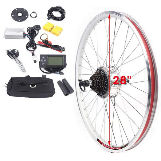 E-Bike Umbausatz 28” 36V 250W Hinterrad Nabenmotor mit LCD Display Elektrofahrrad Motor Umrüstungs-Kit