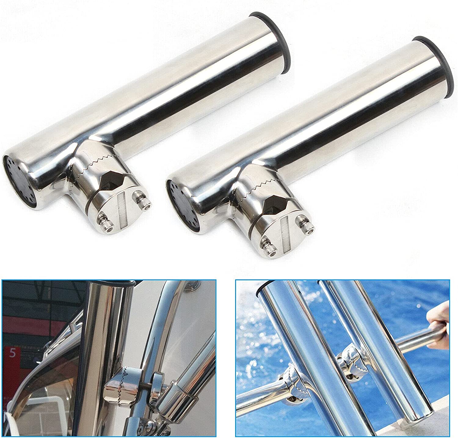 Gute Stabilität: Der Gummieinsatz kann die Angelrute vor Abnutzung der Edelstahloberfläche schützen. Das Design des Edelstahlträgers ist stark genug, um die Stabilität der Angelrute zu gewährleisten