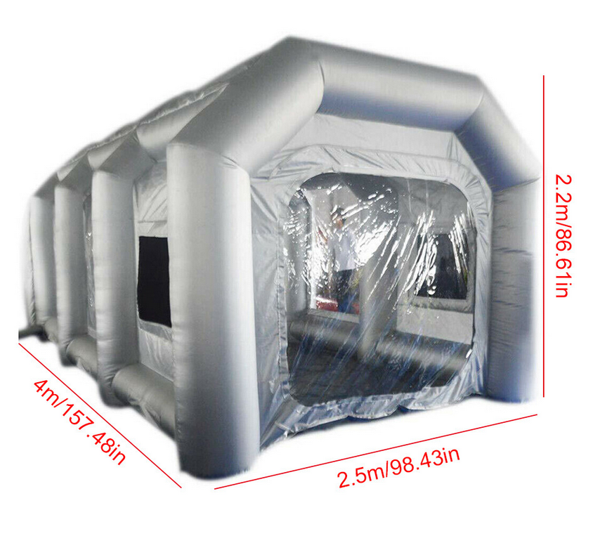 Lackierkabine Zelt Aufblasbare Lackierkabine mit Filtersystem Transparentes Fenster Aufblasbares Zelt für Autolackierung ohne Gebläse