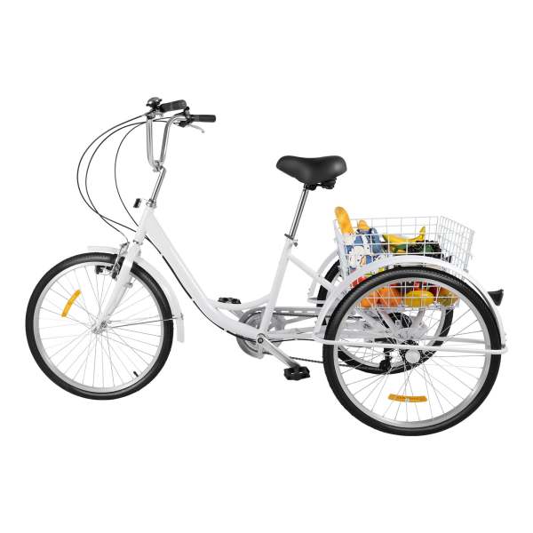 24" Erwachsenendreirad 3 Rad Fahrrad Erwachsener Dreirad Einkauffahrrad mit Körbe