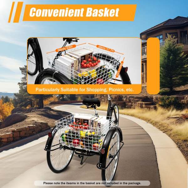 26" Dreirad für Erwachsene 6 Gang 3 Räder Erwachsenendreirad mit Einkaufskorb