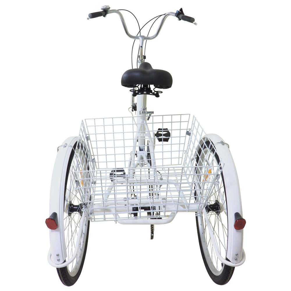 26 Zoll Dreirad Fahrrad mit Einkaufskorb für Erwachsene - Weiß