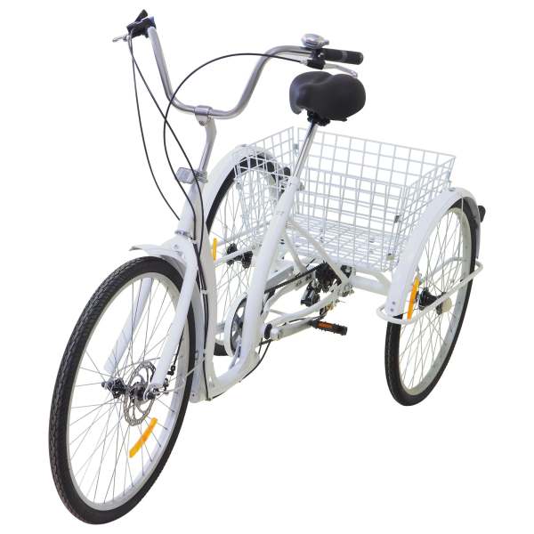 26 Zoll Dreirad Fahrrad mit Einkaufskorb für Erwachsene - Weiß