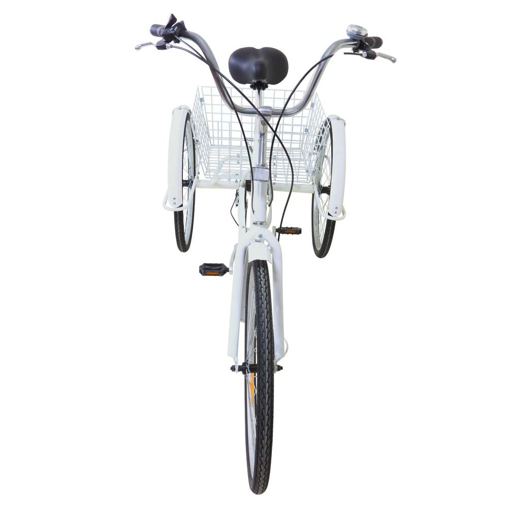26 Zoll Dreirad Fahrrad mit Einkaufskorb für Erwachsene - Weiß