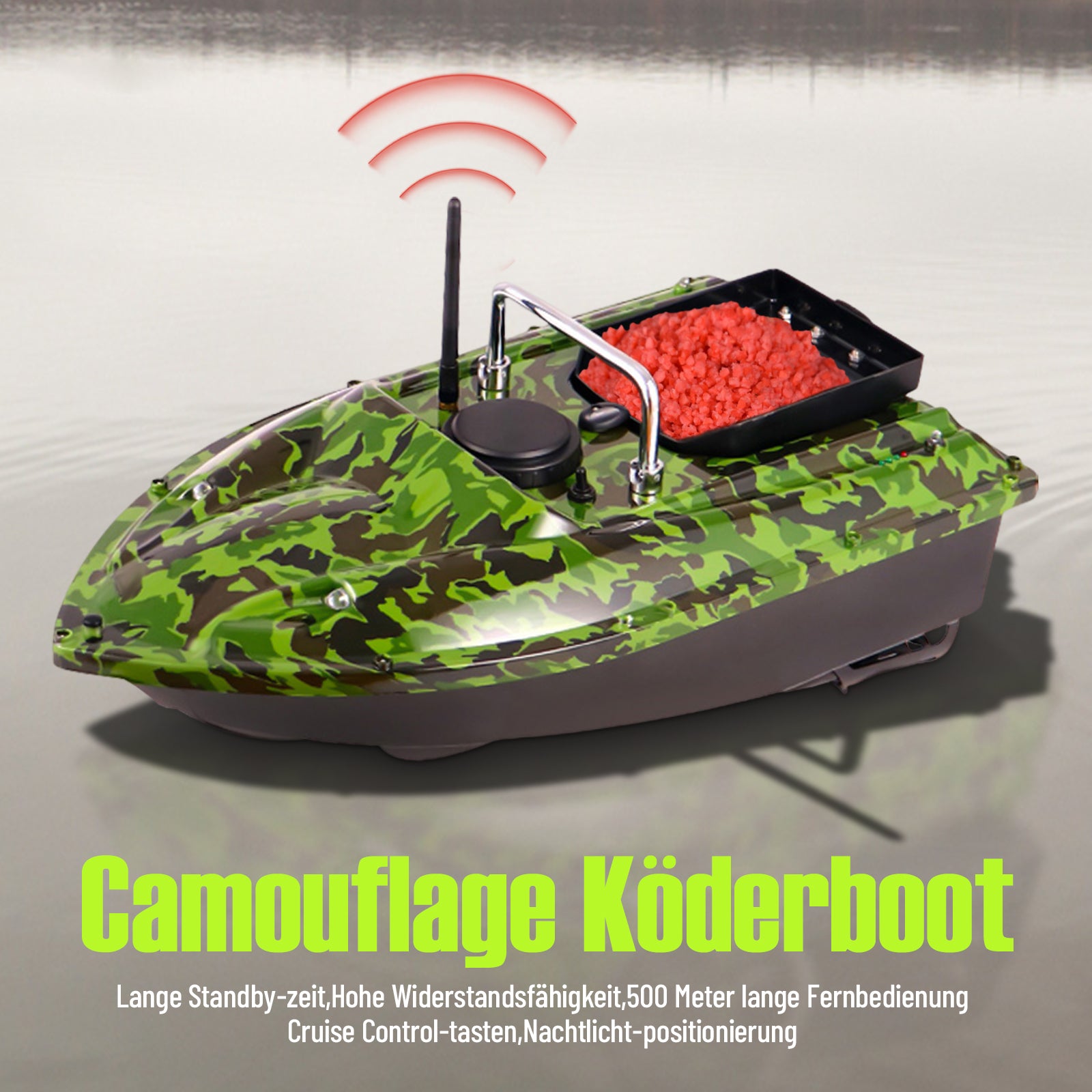 Ferngesteuertes Fischerköderboot mit LED-Licht 1,5 kg Laden des ferngesteuerten