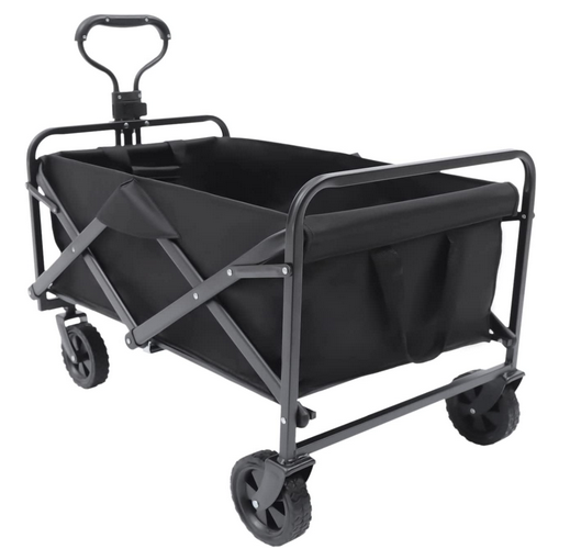 Faltbar Bollerwagen Handwagen Outdoor Strandwagen Klappbarer Transportwagen mit 5-Zoll-Rädern bis 80KG für den Garten Schwarz