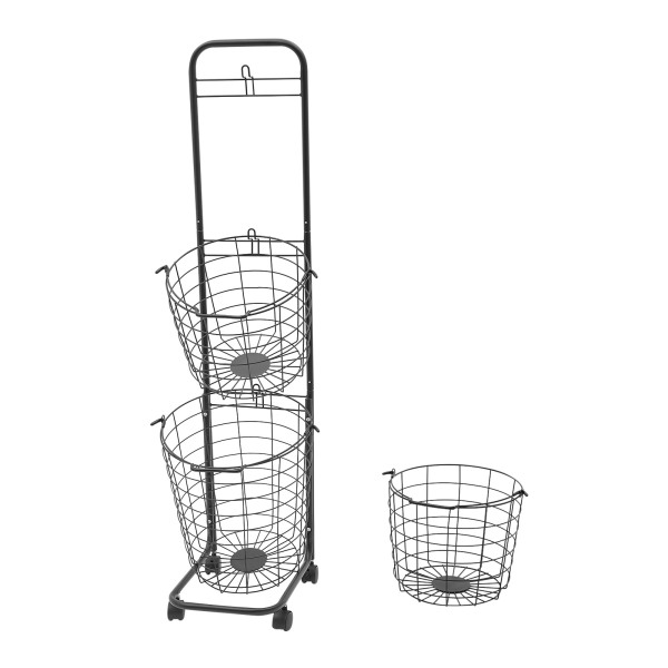 Wäschekorb auf Rädern Wäschesortierer, Große 3-stufige Wäschekörbe, 26,5*33*123 cm, Schwarz Wäschekorb auf Rädern Wäschesortierer, Große 3-stufige Wäschekörbe, 26,5*33*123 cm, Schwarz