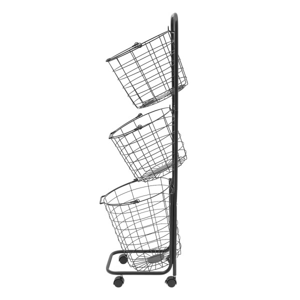 Wäschekorb auf Rädern Wäschesortierer, Große 3-stufige Wäschekörbe, 26,5*33*123 cm, Schwarz Wäschekorb auf Rädern Wäschesortierer, Große 3-stufige Wäschekörbe, 26,5*33*123 cm, Schwarz