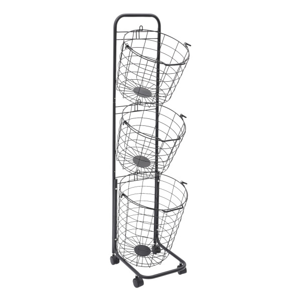 Wäschekorb auf Rädern Wäschesortierer, Große 3-stufige Wäschekörbe, 26,5*33*123 cm, Schwarz Wäschekorb auf Rädern Wäschesortierer, Große 3-stufige Wäschekörbe, 26,5*33*123 cm, Schwarz