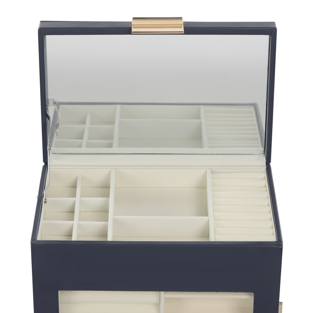 Aufbewahrungsbox im Schubladenstil, Schmuckaufbewahrungsbox mit großem Fassungsvermögen - Marineblau