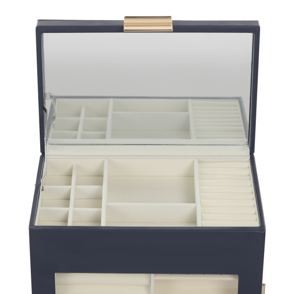 Aufbewahrungsbox im Schubladenstil, Schmuckaufbewahrungsbox mit großem Fassungsvermögen - Marineblau