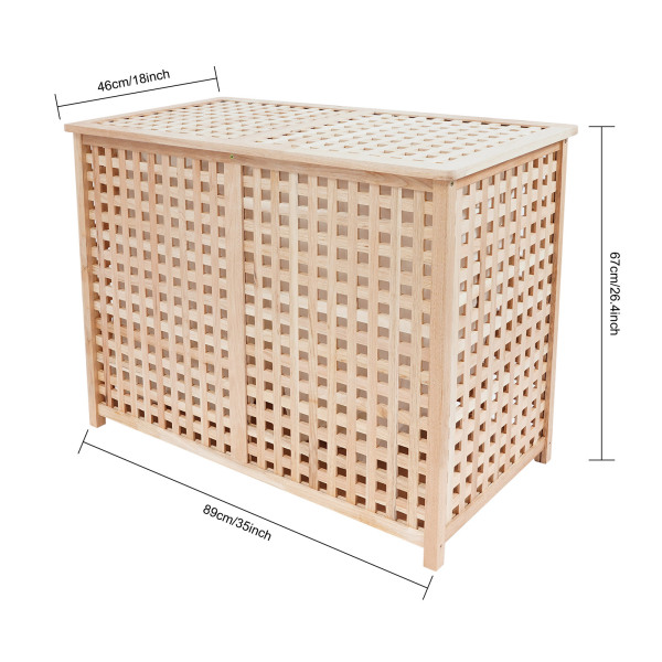 Wäschekorb, Breiter Wäschekorb, 2 Wäschesäcke, Doppel-Wäschekorb für Waschküche und Badezimmer Wäschekorb, Breiter Wäschekorb, 2 Wäschesäcke, Doppel-Wäschekorb für Waschküche und Badezimmer
