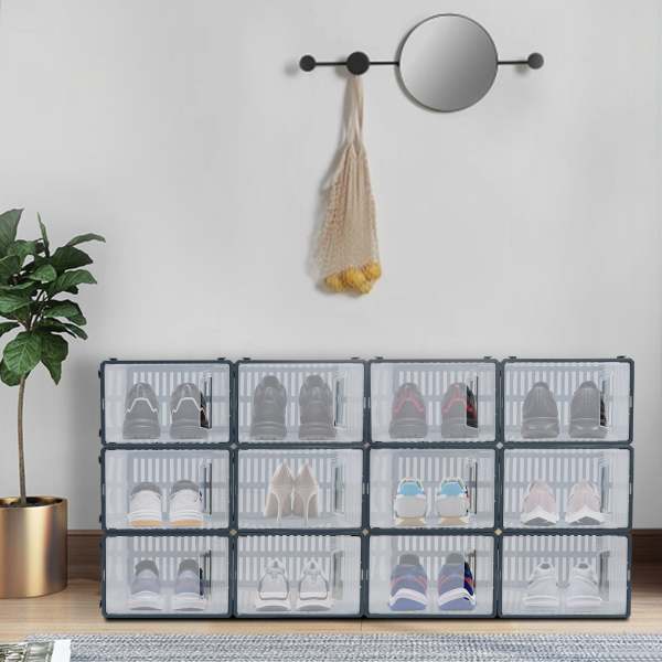 Schuhkartons Stapelbare Schuhkartons Aufbewahrungsboxen für Schuhe mit transparenter Tür und Lüftungslöchern