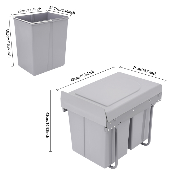 Küchenabfalleimer, 40-Liter-Recycling-Mülleimer, ausziehbarer Küchenabfalleimer
