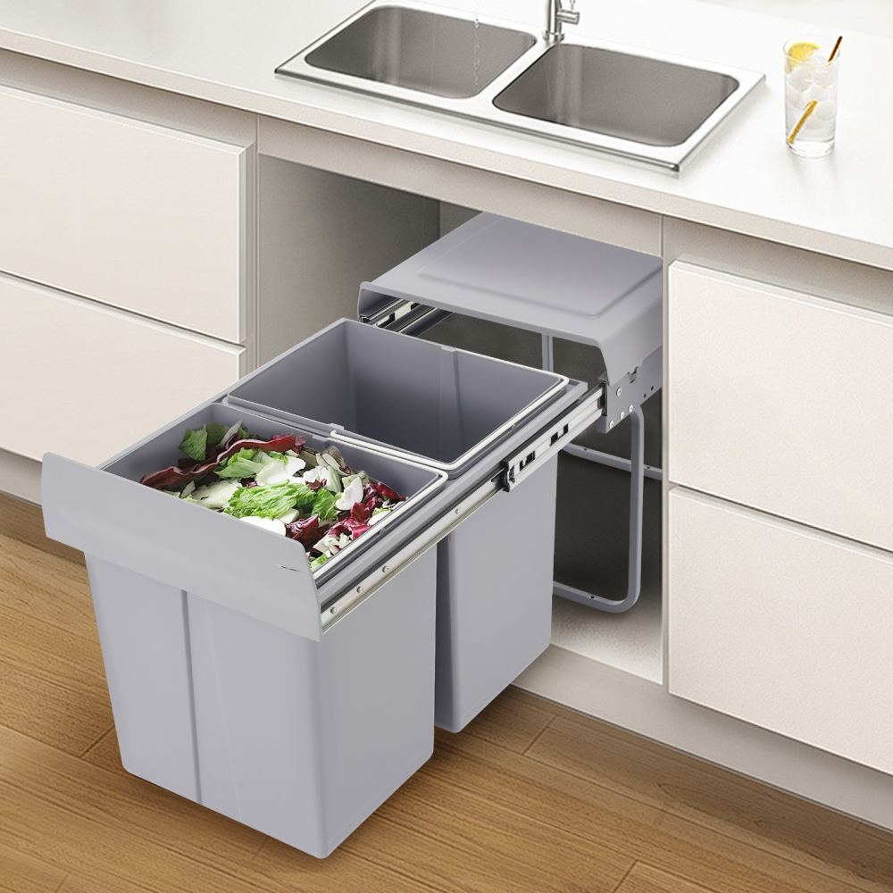 Küchenabfalleimer, 40-Liter-Recycling-Mülleimer, ausziehbarer Küchenabfalleimer
