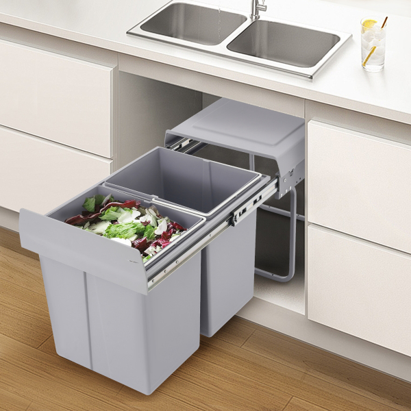Küchenabfalleimer, 40-Liter-Recycling-Mülleimer, ausziehbarer Küchenabfalleimer