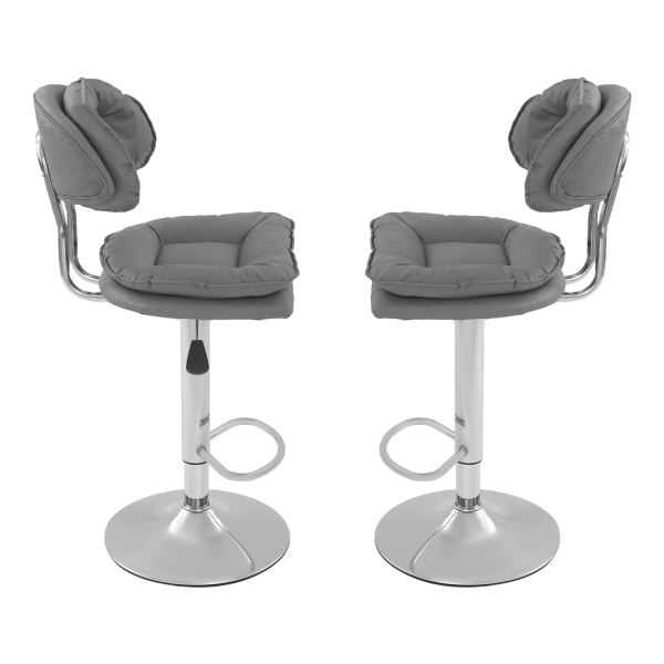 Barhocker mit verstellbarer Rückenlehne, hoch, mit Fußstütze, 2 Stück, dunkelgrau Barhocker mit verstellbarer Rückenlehne, hoch, mit Fußstütze, 2 Stück, dunkelgrau