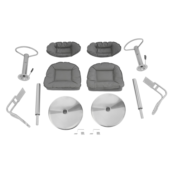 Barhocker mit verstellbarer Rückenlehne, hoch, mit Fußstütze, 2 Stück, dunkelgrau Barhocker mit verstellbarer Rückenlehne, hoch, mit Fußstütze, 2 Stück, dunkelgrau