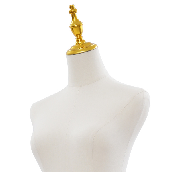 Weiblicher Torso, Kleidermodell, Brautkleid-Präsentationsständer – Goldfarbene quadratische Platte + Gelbe Krone + Ohne Hände Weiblicher Torso, Kleidermodell, Brautkleid-Präsentationsständer – Goldfarbene quadratische Platte + Gelbe Krone + Ohne Hände