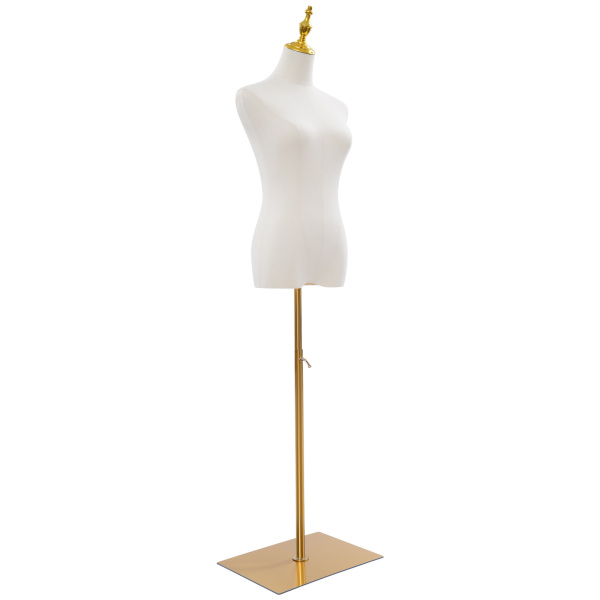 Weiblicher Torso, Kleidermodell, Brautkleid-Präsentationsständer – Goldfarbene quadratische Platte + Gelbe Krone + Ohne Hände Weiblicher Torso, Kleidermodell, Brautkleid-Präsentationsständer – Goldfarbene quadratische Platte + Gelbe Krone + Ohne Hände
