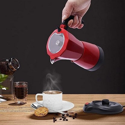 CNCEST 300ML Espressokocher Elektrischer Espresso-Kocher mit Basis für 6 Espressotassen 480W