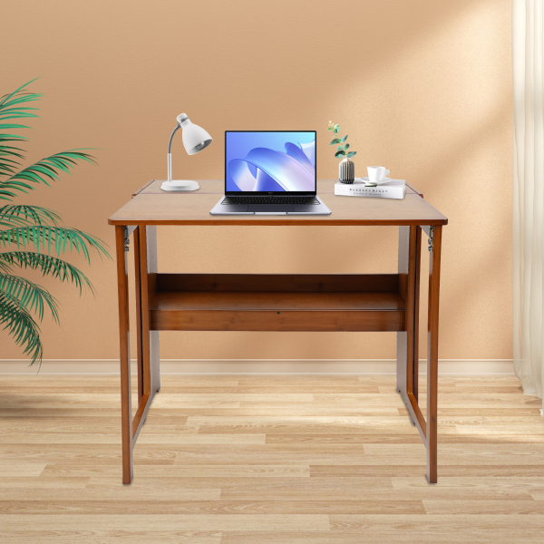 83 cm kleiner Klappschreibtisch, Klapptisch fürs Homeoffice, klappbarer Kompaktschreibtisch – Hellbraun