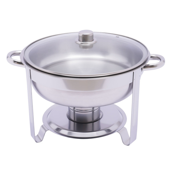 3,5 l Edelstahl-Buffetwärmer-Set mit Deckel, Speisenwärmer, rund, 42 x 30 cm