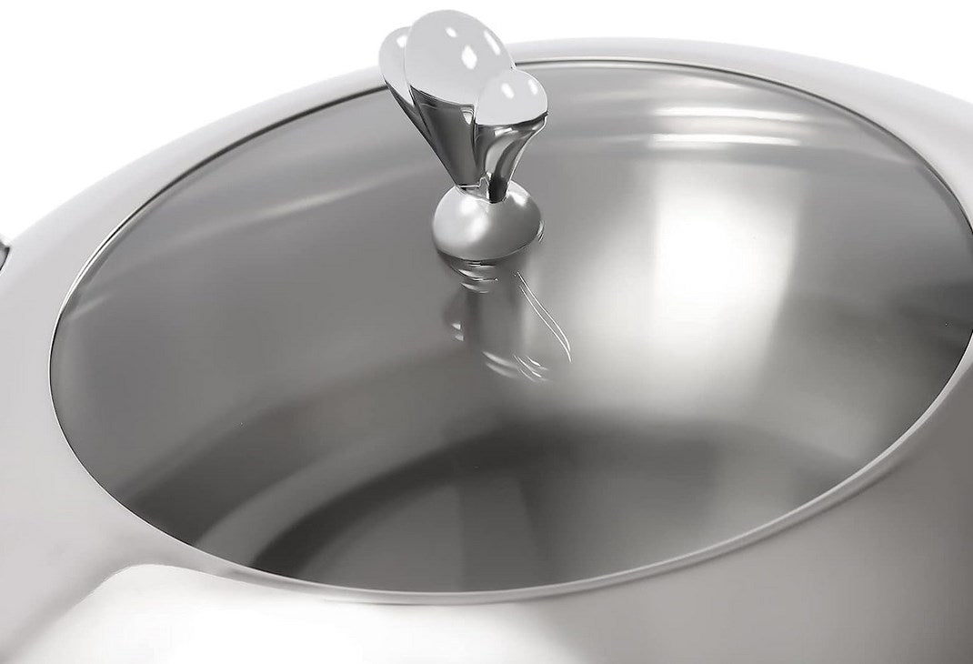 CNCEST Edelstahl Chafing Dish Runde 3L Speisenwärmer mit Deckel Warmhaltebehälter für Küche Party Buffet