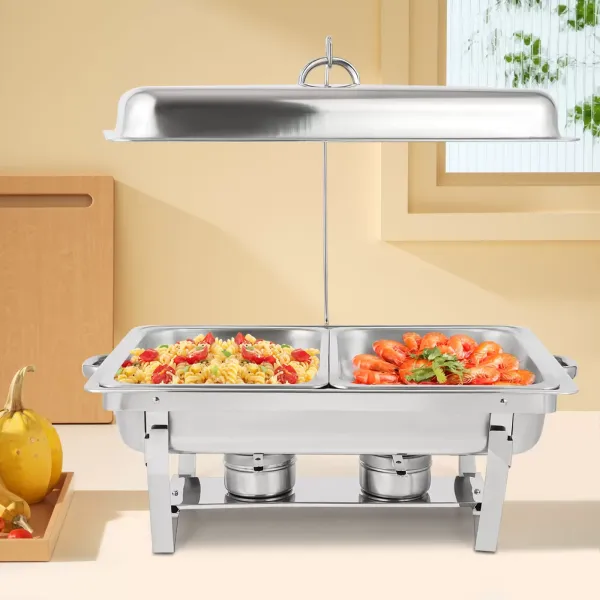 Buffet-Set aus Edelstahl mit klappbaren Ablagen, je 4,76 Liter, Silber