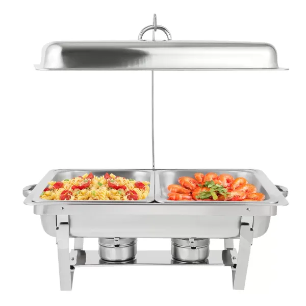 Buffet-Set aus Edelstahl mit klappbaren Ablagen, je 4,76 Liter, Silber