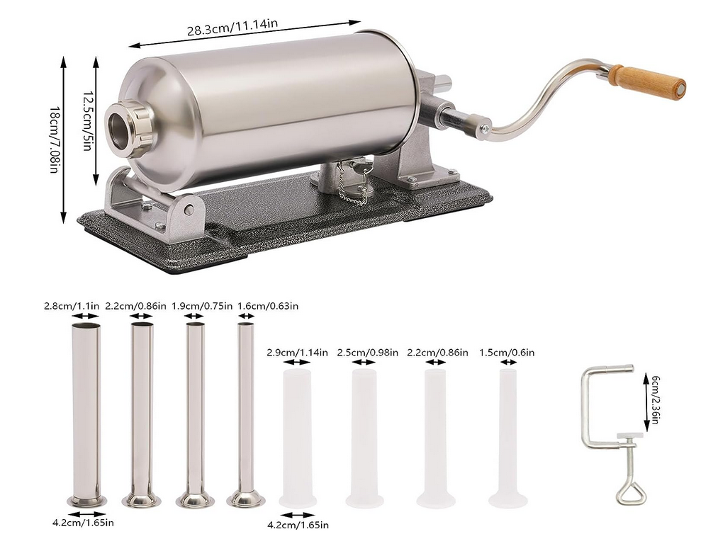 Edelstahl Wurstfüller Wurstfüllmaschine horizontale Küchen hausgemachtes Wurstfüllrohr in 8 Größen