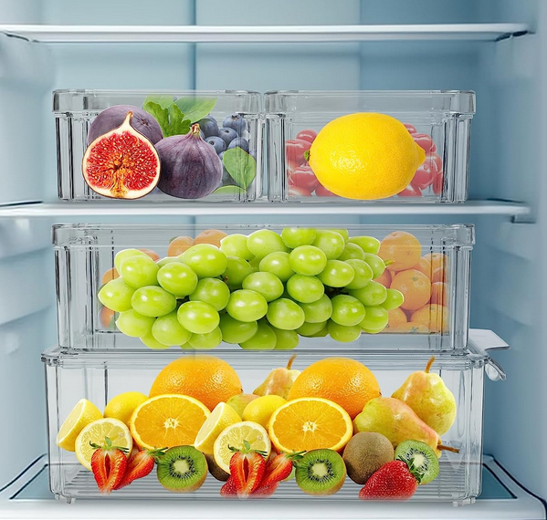 Kühlschrank Organizer 7er Set Durchsichtig Aufbewahrungsbox für Schränke Regale