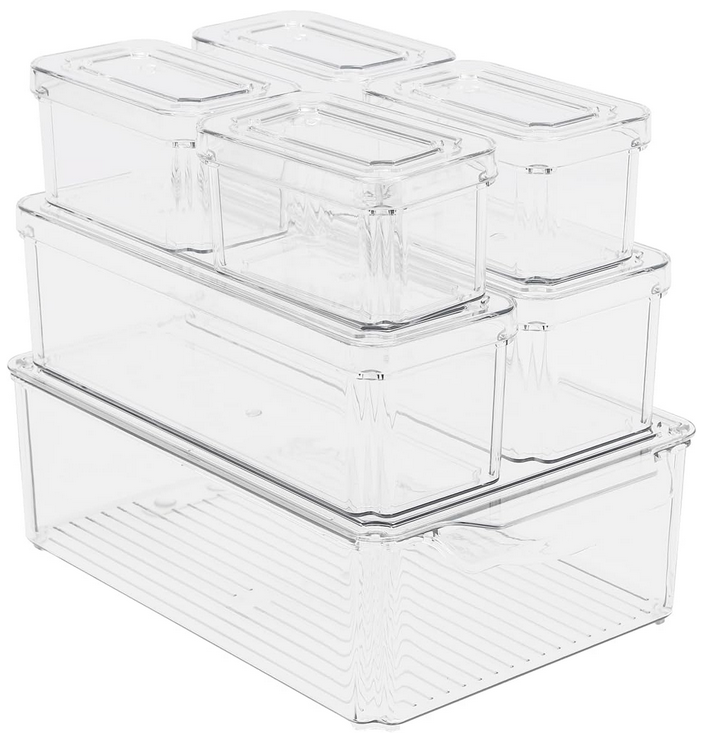 Kühlschrank Organizer 7er Set Durchsichtig Aufbewahrungsbox für Schränke Regale