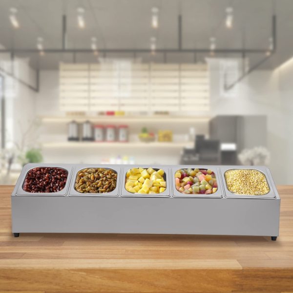 Aufsatzbord für Behälter Gastronormbehälter Edelstahl inkl. 5 Behälter mit Deckel, Spülmaschinenfest