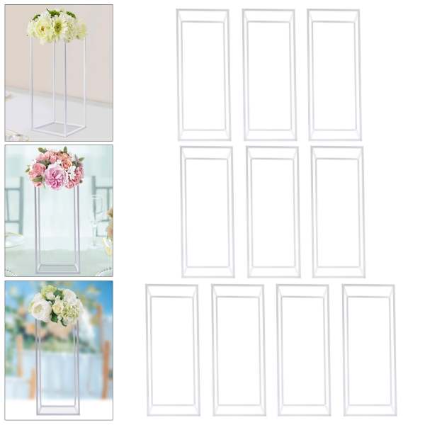 10 Stück Weiße Hochzeitstischdekorationen 60cm Hohe Metallblumenvase Säule Rechteckiger Blumenständer