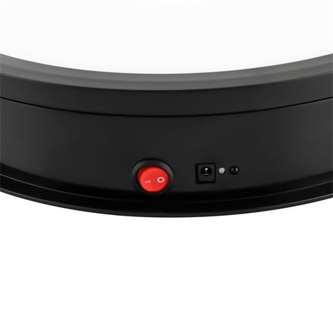 Elektrischer Drehteller Displayständer mit 3 Farben LED-Licht, Fernbedienung für Fotografie, Schmuck und Uhren, Schwarz