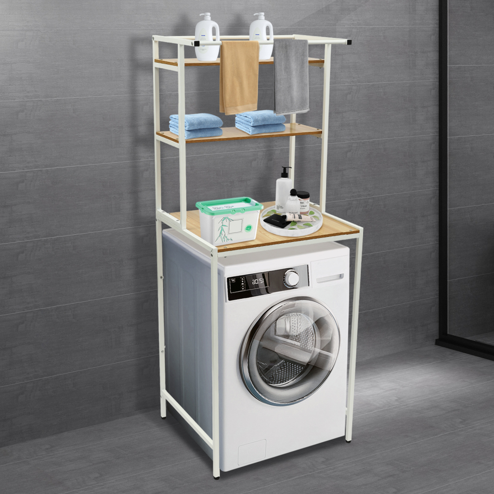 Waschmaschine Trockner Lagerregal Platzsparend Organizer Regal Holzmaserung Bord Gelb