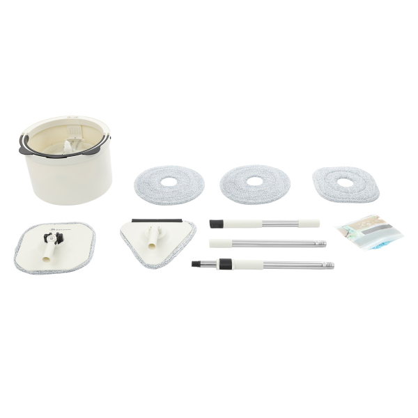 Spin Mop und Eimer, Spin Mop und Eimer-Set für Zuhause, Spinning Mop Bucket Kit – Weiß/Schwarz