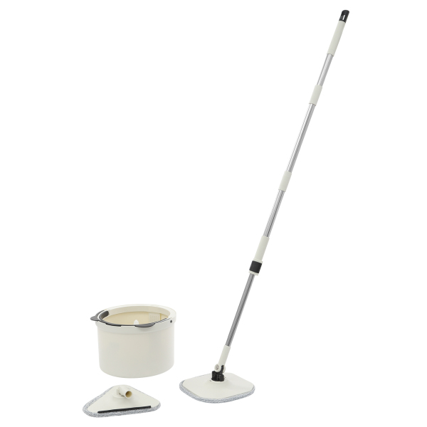 Spin Mop und Eimer, Spin Mop und Eimer-Set für Zuhause, Spinning Mop Bucket Kit – Weiß/Schwarz