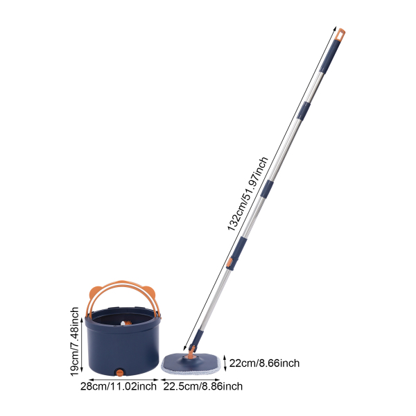 Spin Mop und Eimer, Spin Mop und Eimer-Set für Zuhause, Spinning Mop Bucket Kit – Dunkelblau