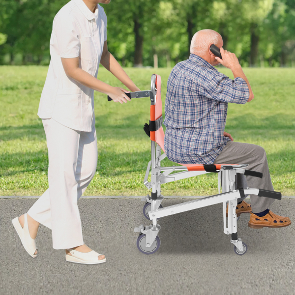 EMS Faltbarer Notfall-Treppenrollstuhl, Treppensteigrollstuhl, Faltbarer Transport-Treppenrollstuhl – Orange