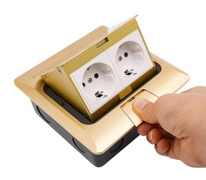 Einbausteckdose 2 Fach Bodensteckdose Innen Versenkbare Steckdose Küche Fußbodensteckdose