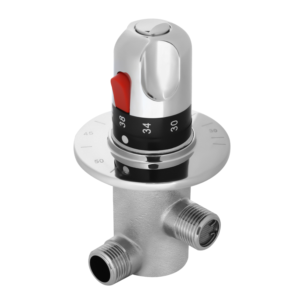 Badewannenarmatur Mit Thermostat Duschthermostat Brausethermostat Thermostat Armatur Bad Wandmontage Mischbatterie Duscharmatur Mit 38 °C Sicherheitstaste VerbrüHungsschutz, Messing Hochglanzverchromt Armatur Badezimmer