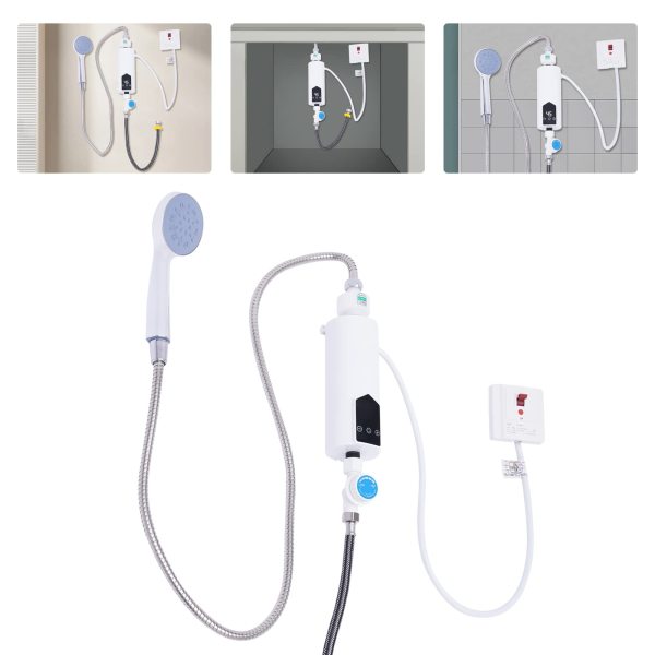 5500W Mini Durchlauferhitzer Elektrische Instant Warmwasserbereiter mit Duschkopf und LED-Anzeige